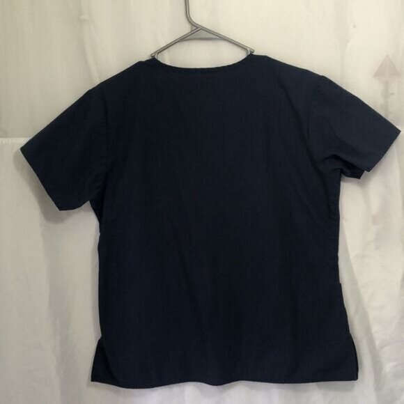 Women's Scrub Top Blue Short Sleeve Uniform Work Medical - Picture 2 of 11